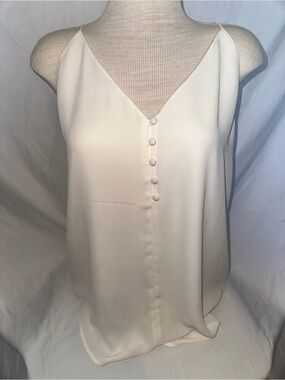 LOFT Cream V-Neck Button-Front Camisole